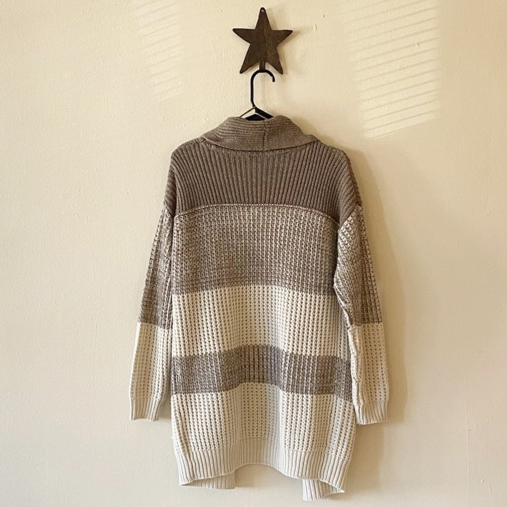 Beige Striped Oversized Cardigan - Picture 2 of 5